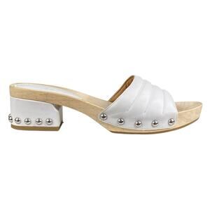 Sigerson Morrison Women's Abel White Leather Wooden Sandal Size US 8